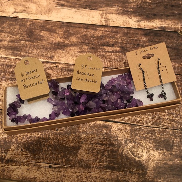 2/1 Tumbled Amethyst Necklace and Bracelet - Picture 7 of 8